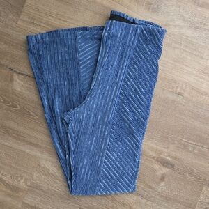 Blue Ribbed Stretch Pants